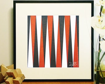 Red Black White Triangle Geometric Art, Triangle Geometric Abstraction, Contemporay Drawing, Vertical Pattern Design, NOT A GAME