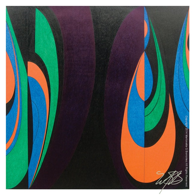 Droplets Abstract Art Split Complementary Colors Geometric Etsy