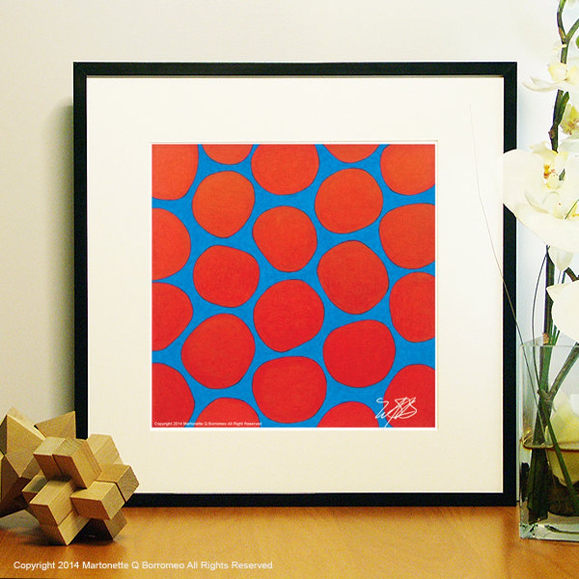 Geometric Art Red Seeds Red Blue Geometric Abstraction Etsy