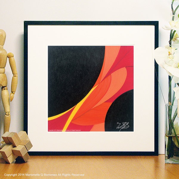 Curve Modern Art, Yellow Red Orange, Contemporary Art, Diagonal