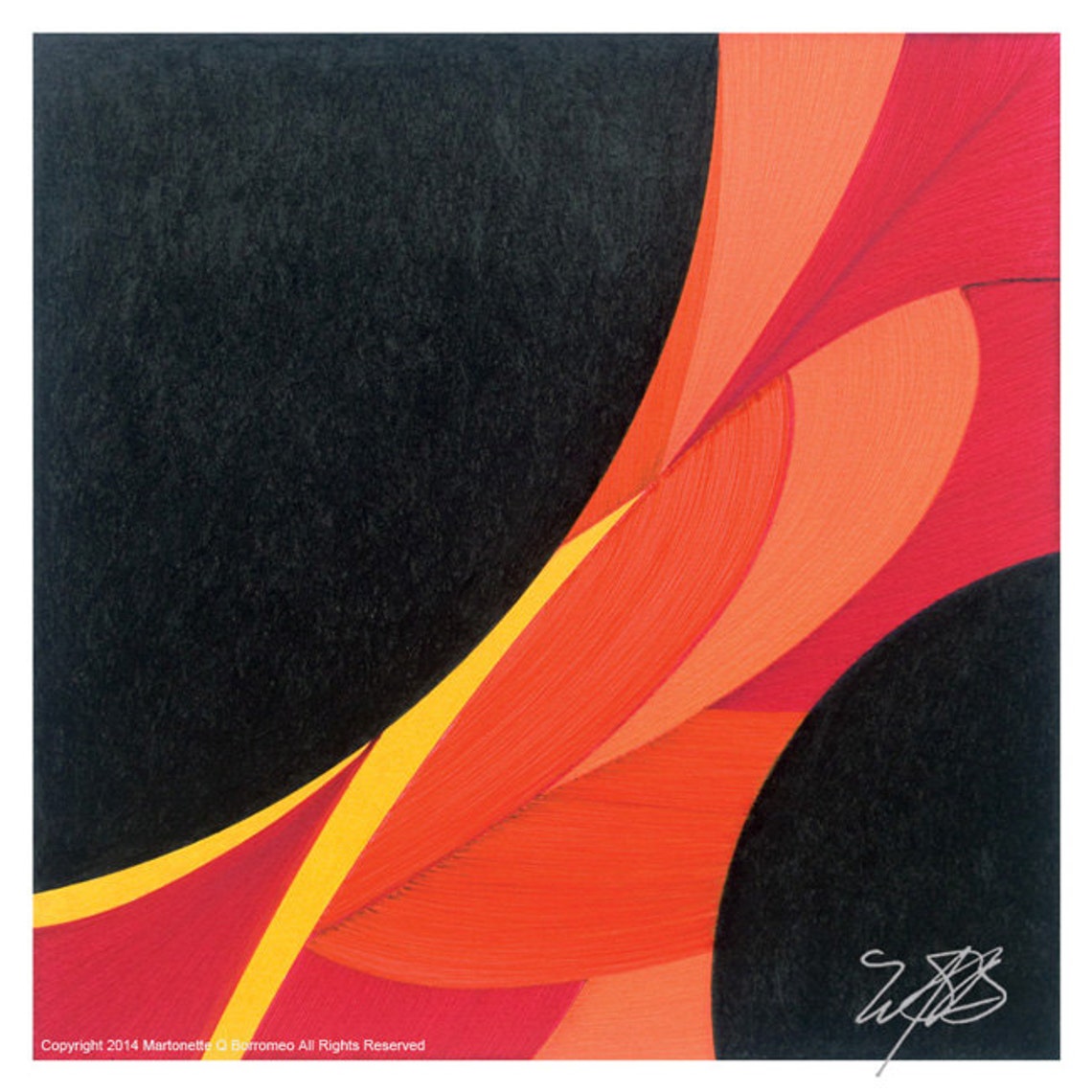 Curve Modern Art, Yellow Red Orange, Contemporary Art, Diagonal