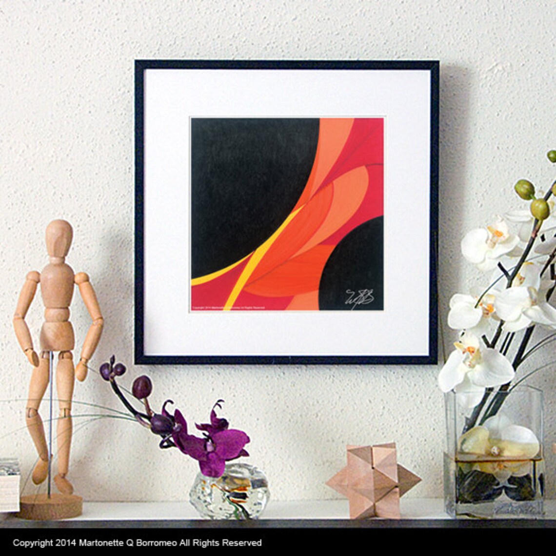 Curve Modern Art, Yellow Red Orange, Contemporary Art, Diagonal