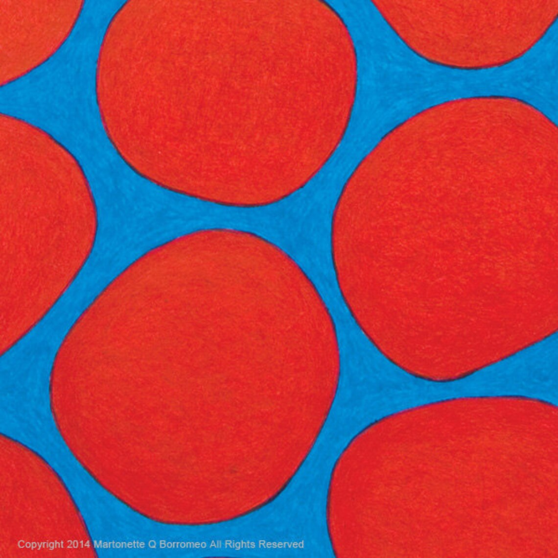 Geometric Art Red Seeds Red Blue Geometric Abstraction Etsy