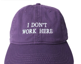 I DON’T WORK HERE Custom Pure Cotton Caps Embroidery Logo Baseball Caps Solid Colour Cap Personalised Caps TikTok recommend