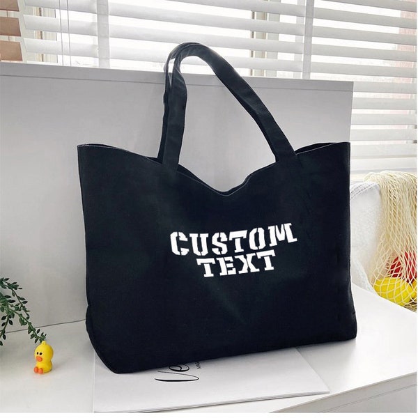 Custom Tote Bag For Life with Logo Personalised Logo Text Image Photo Bulk Buy Printed Canvas Shoulder Shopping Carryall Bag gift bag