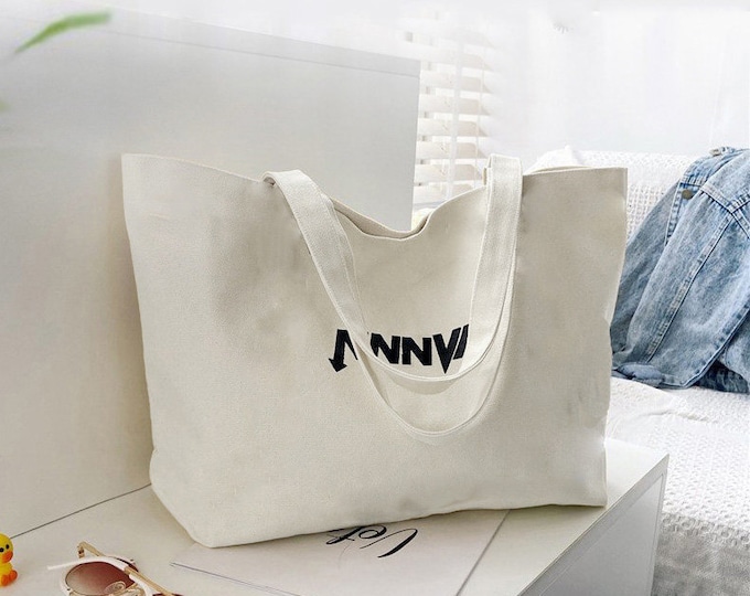 Custom Embroidered Canvas Tote Bag: Personalized Logo Shopping Bag