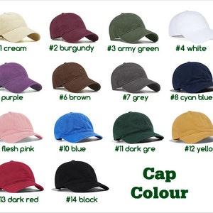 Custom Pure Cotton Caps Embroidery Logo Baseball Caps Solid Colour Cap Personalised Caps Cap for Him and Her Dad Customise by drawing image 7