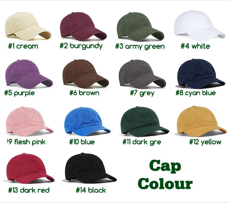 Custom Pure Cotton Caps Embroidery Logo Baseball Caps Solid Colour Cap Personalised Caps Cap for Him and Her Dad Customise by drawing image 7