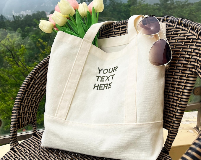 Customized Name Tote Bags Embroidered Tote Bag Bridesmaid Gift Beach Bag Monogram Bag Canvas Tote Bag Bridesmaid Bag 24072701