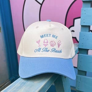 Meet Me at Beach Hat, custom vrouwen truckerpetten, trucker petten, gepersonaliseerde pet, vrijgezellenmutsen, geborduurde logo pet 25051901