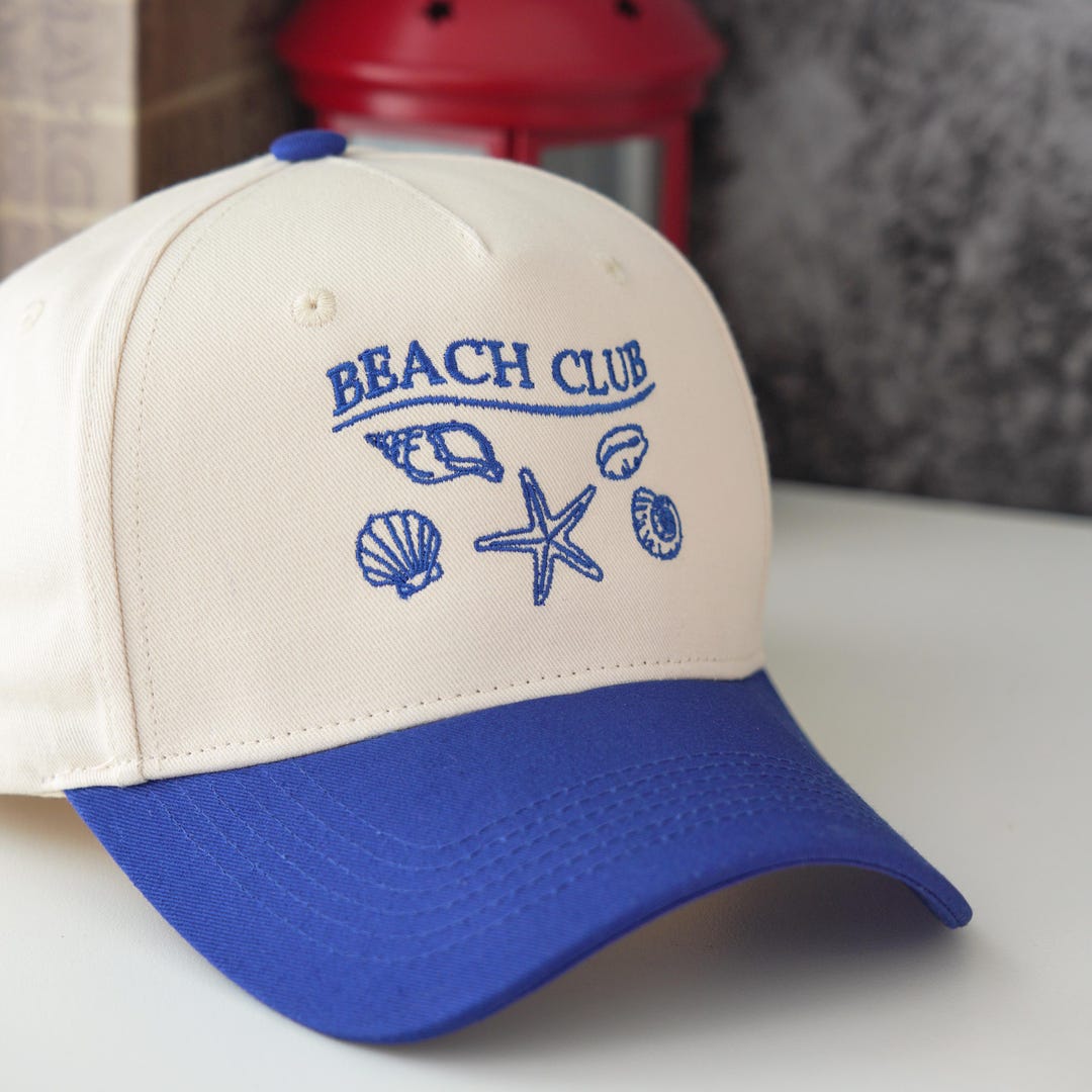 Custom Embroidered Trucker Hat: Seashell Beach Club Cap - Etsy