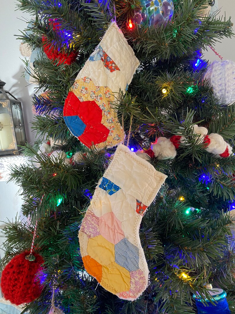 Vintage Quilt Ornaments Assorted Shapes Mitten Ornaments Etsy