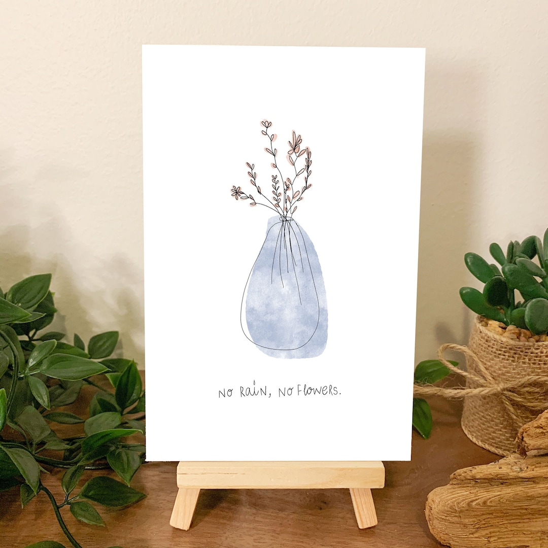 No Rain No Flowers Illustration Wall Decor - Etsy