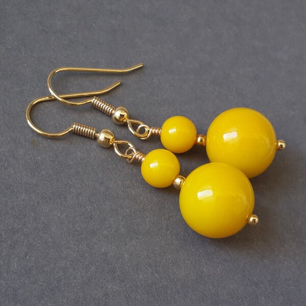 Cute Yellow Earrings Gold Yellow dangles Earrings Gold plated Hooks Jewelry for Women yellow earrings for women neon yellow