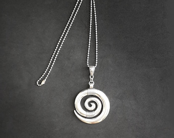 Large Silver Swirl Necklace Celtic Spiral Pendant Silver Swirl Pendant silver Spiral Necklace Silver Spiral Pendant 1 3/4"