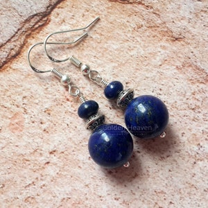 Lapis Lazuli Earrings Blue Gemstone Earrings  jewelry Dark blue earrings Blue stone earrings 925 Sterling Silver Earrings