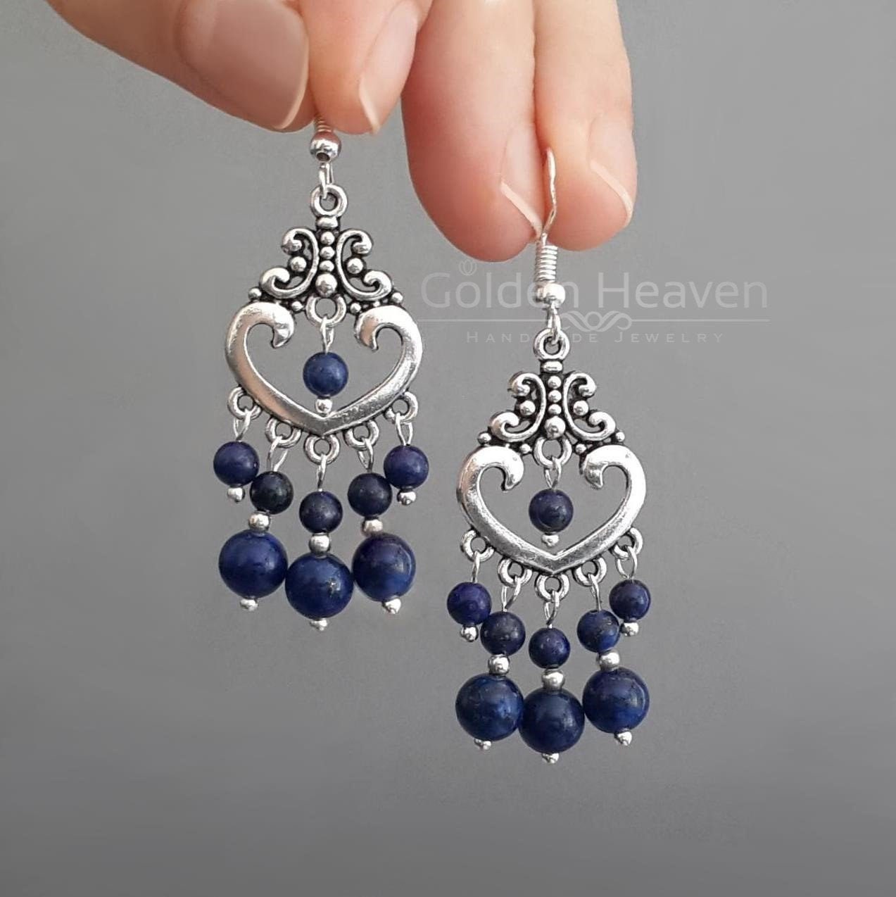 dark blue stone earrings