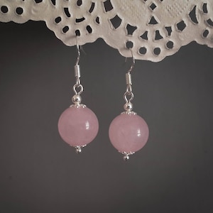 Light Pink rose quartz earrings 925 Sterling silver Pink gemstone earrings blush pink earrings cute pink earrings Roze quartz