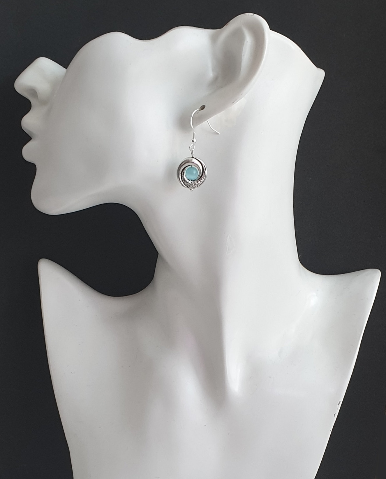 Orecchini A Gatto Con Zirconi Blu | Argento 925 Placcato Rodio | Pendenti Donna 16mm