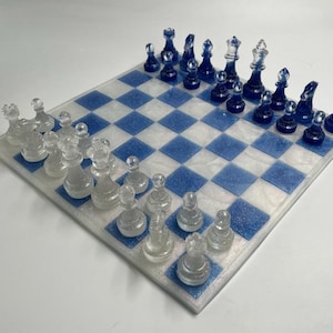 Resin Chess Set, Custom Chess Board, Game Set, Resin Chess Checkers Set, Chess Set Handmade