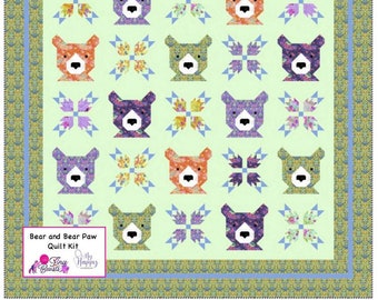 Bear and Bear Paw Quilt Kit- Tula Pink featuring Tiny Beast Collection- MAY Delivery