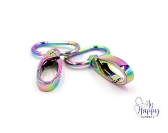 Rainbow Iridescent 1" -25mm Swivel Hooks Hardware for Bags and Crafts, Set of 2