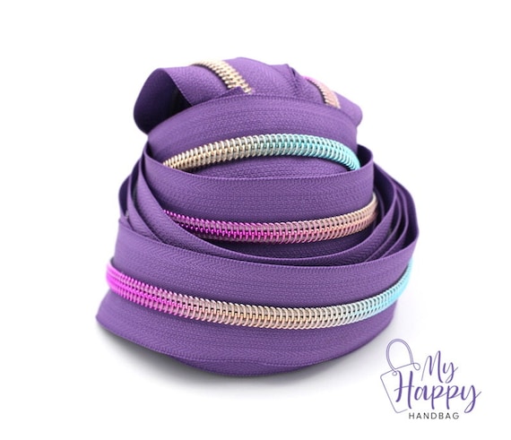 Donut Pull Zipper Pack - Lime Zipper Tape with Violet Teeth Donut Pull Zipper Pack - Lime Zipper Tape with Violet Teeth