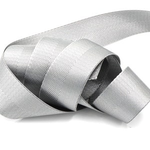 Grey Herringbone- 1 inch (25mm) or 1.5 inch (38mm) width Nylon Webbing- Strapping  by the yard.