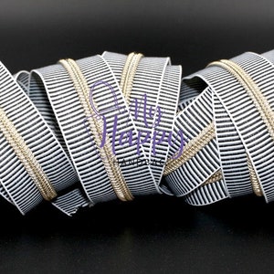 ZEBRA Zipper #5 Zipper Tape with Gold Teeth with your choice of pulls