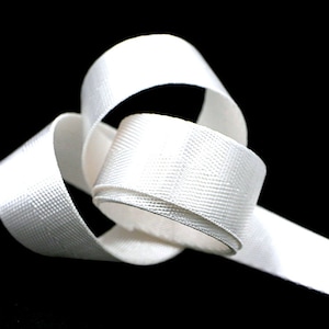 White Herringbone 1 inch (25mm) or 1.5 inch (38mm) width Nylon Webbing- Strapping  by the yard. Great for bags and totes!!