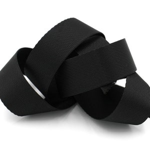 Black 1 inch (25mm) or 1.5 inch (38mm) width Nylon Webbing- Strapping  by the yard. Great for bags and totes!!
