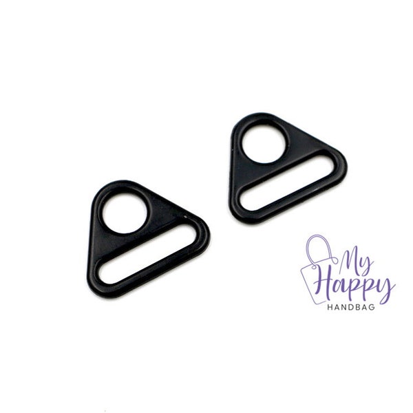 Matte Black 1" -25mm Triangle Ring Hardware for Bags and Crafts, Set of 2