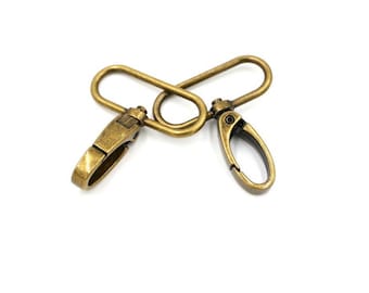 Antique Brass  1 1/2" -38mm Swivel Hooks Hardware for Bags and Crafts, Set of 2