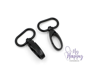 Matte Black 1" -25mm Swivel Hooks Hardware for Bags and Crafts, Set of 2