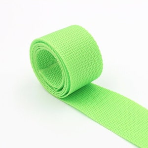Lime Green Polypropylene 1 inch (25mm) or 1.5 inch (38mm) width Poly Webbing- Strapping by the yard. Great for bags and totes!!