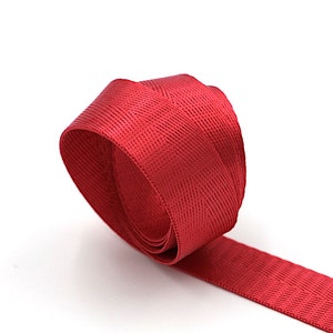 Red Herringbone 1 inch (25mm) or 1.5 inch (38mm) width Nylon Webbing- Strapping  by the yard. Great for bags and totes!!
