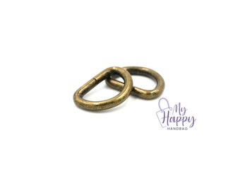 Antique Brass 1" -25mm D- Ring Hardware for Bags and Crafts, Set of 2