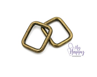 Antique Brass 1" -25mm Rectangle Ring Hardware for Bags and Crafts, Set of 2
