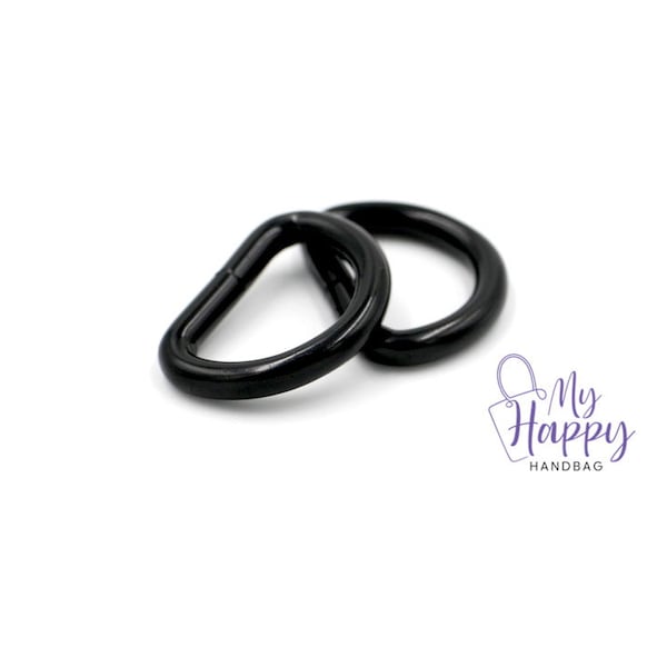 Black 1" -25mm D- Ring Hardware for Bags and Crafts, Set of 2