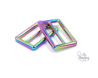 Rainbow Iridescent 1 1/2" -38mm Slider Hardware for Bags and Crafts, Set of 2