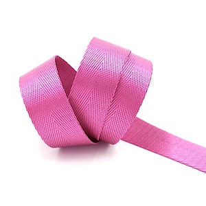 Hot Pink Herringbone 1 inch (25mm) or 1.5 inch (38mm) width Nylon Webbing- Strapping  by the yard. Great for bags and totes!!