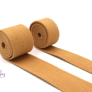 Tan Cotton- 1 inch (25mm) or 1.5 inch (38mm) width  Webbing- Strapping by the yard. Great for bags and totes!!