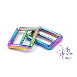 Rainbow Iridescent 1" -25mm Slider Hardware for Bags and Crafts, Set of 2