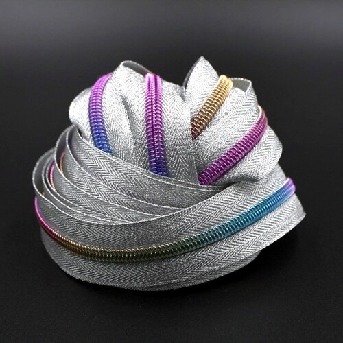 Size 5 Zipper Tape Clear Zipper Tape With Metallic Rainbow Etsy