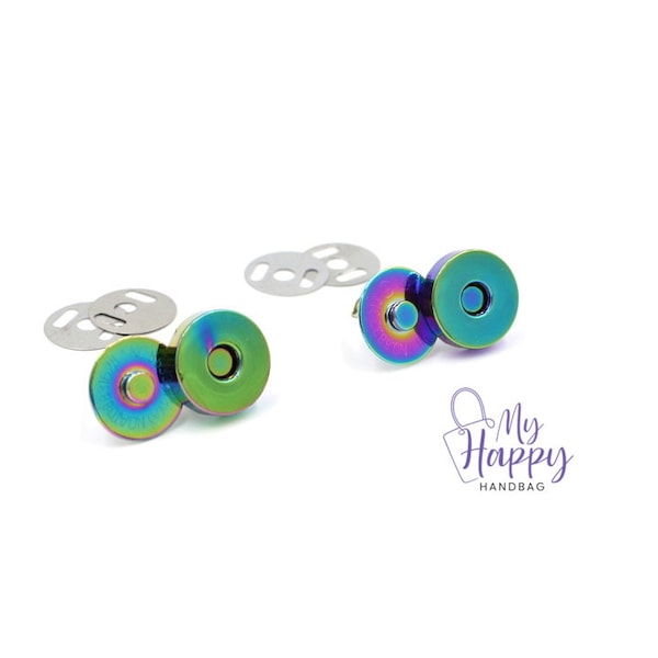 18mm Rainbow Magnetic Snaps/Closures for Handbags & Wallets - Set of 2! - Bag Hardware