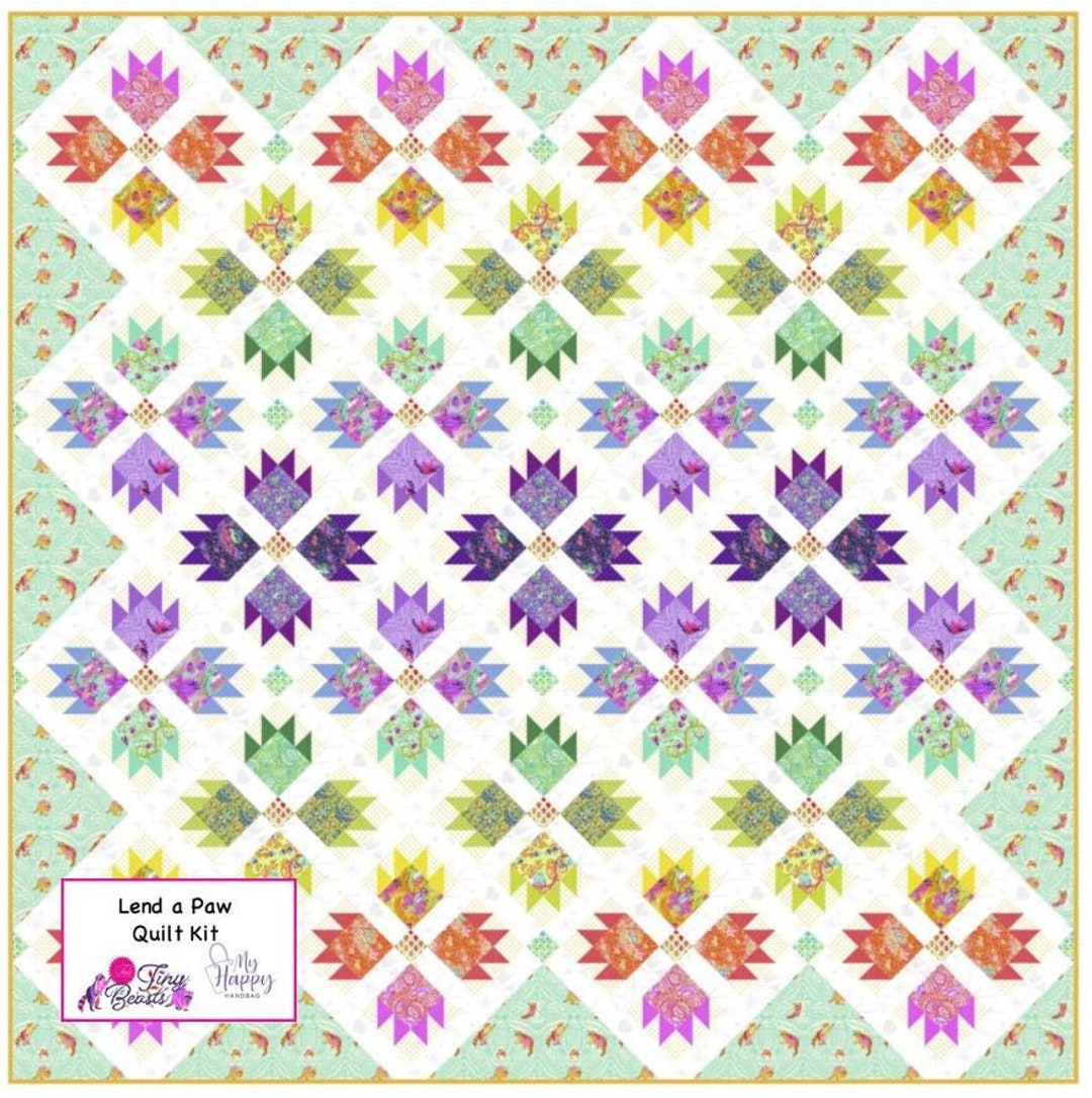 Lend a Paw Quilt Kit Tula Pink Featuring Tiny Beast Collection Etsy