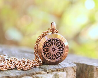 Mini Chocolate Mandala Stainless Steel Diffuser Neckace-Aromatherapy-Diffuser Locket-Diffuser Pendent-Locket-Essential Oils