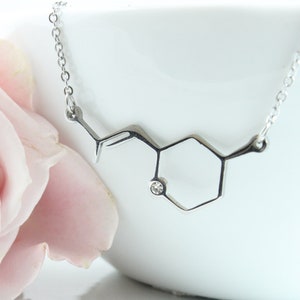 Rose Oxide Molecular Necklace, Stainless Steel Diffuser Jewelry, Chemistry Gift
