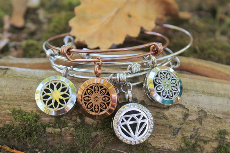 Stainless Steel Mandala Diffuser Bangle-Aromatherapy-Diffuser Bangle-Diffuser Bracelet-Essential Oils-Diffuser Pads-Gift image 8