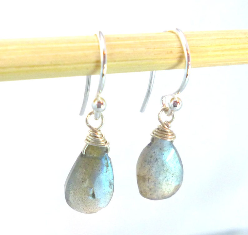 Labradorite Earrings .. Blue Labradorite .. Labradorite and Sterling Silver Earrings .. Labradorite Jewelry .. Handmade Jewelry image 1